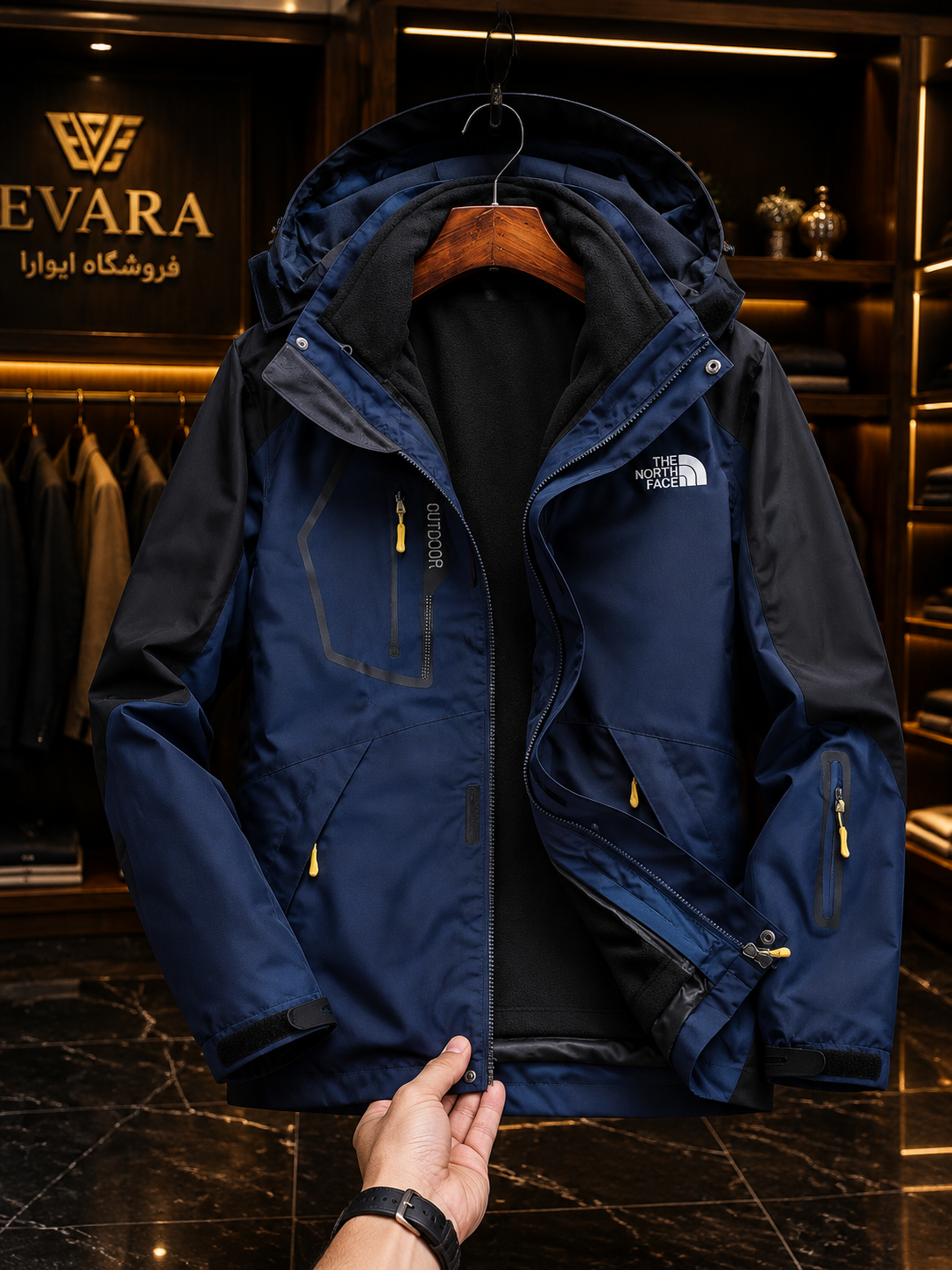 کاپشن دوپوش پلار دار دو قلو (گورتکس) مارک North face کد 1201N