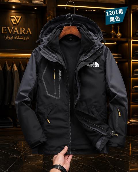کاپشن دوپوش پلار دار دو قلو (گورتکس) مارک North face کد 1201N