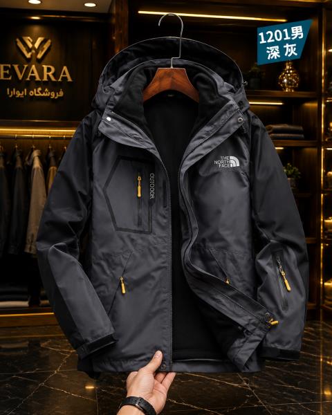 کاپشن دوپوش پلار دار دو قلو (گورتکس) مارک North face کد 1201N