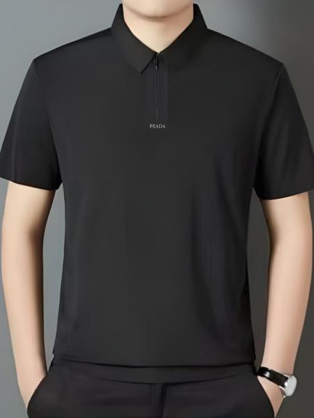 پیراهن مجلسی نیم زیپ آستین کوتاه برند PRADA کد 399