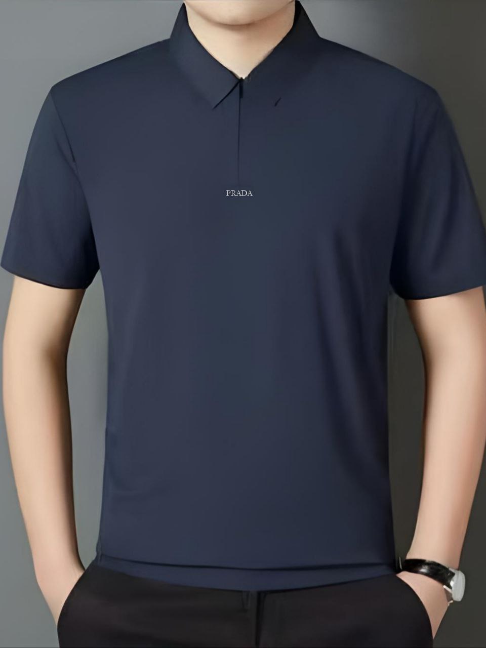 پیراهن مجلسی نیم زیپ آستین کوتاه برند PRADA کد 399