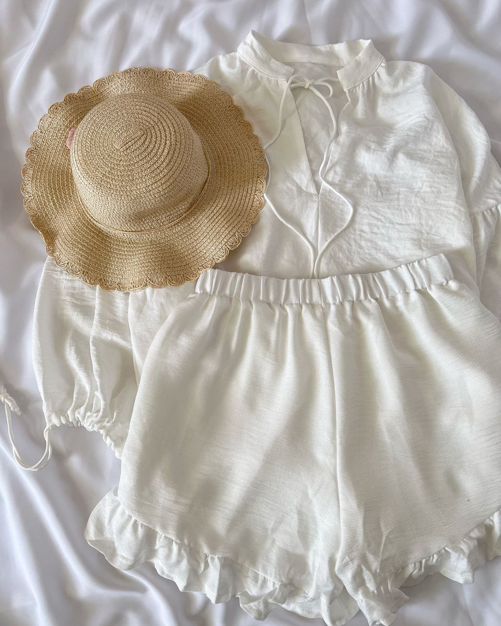 ست بلوز و شرتک لش نخی