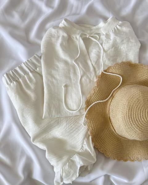 ست بلوز و شرتک لش نخی 10063