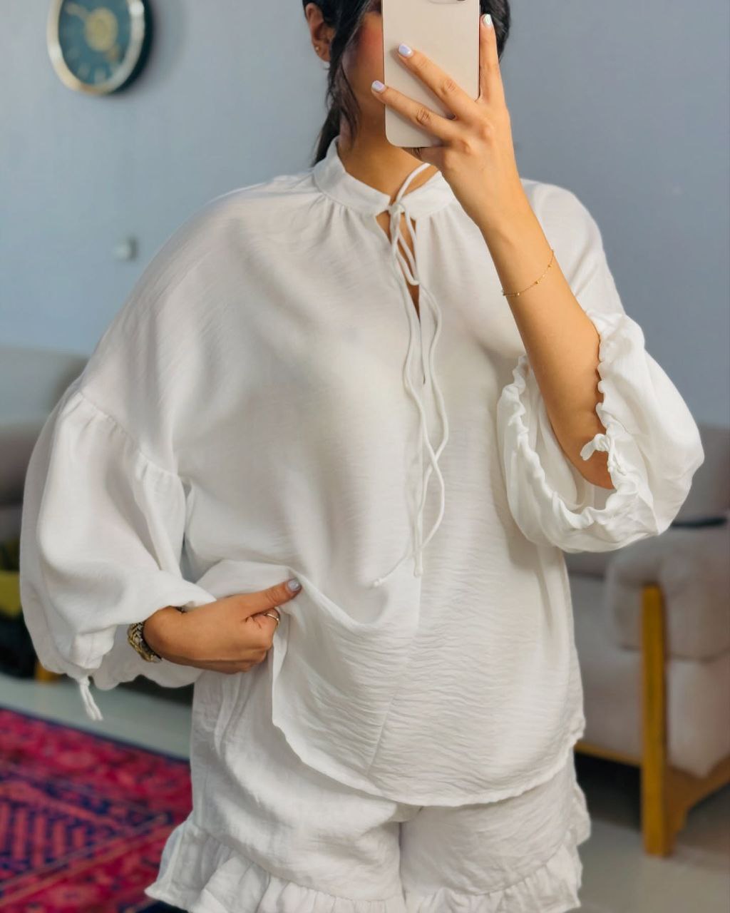 ست بلوز و شرتک لش نخی