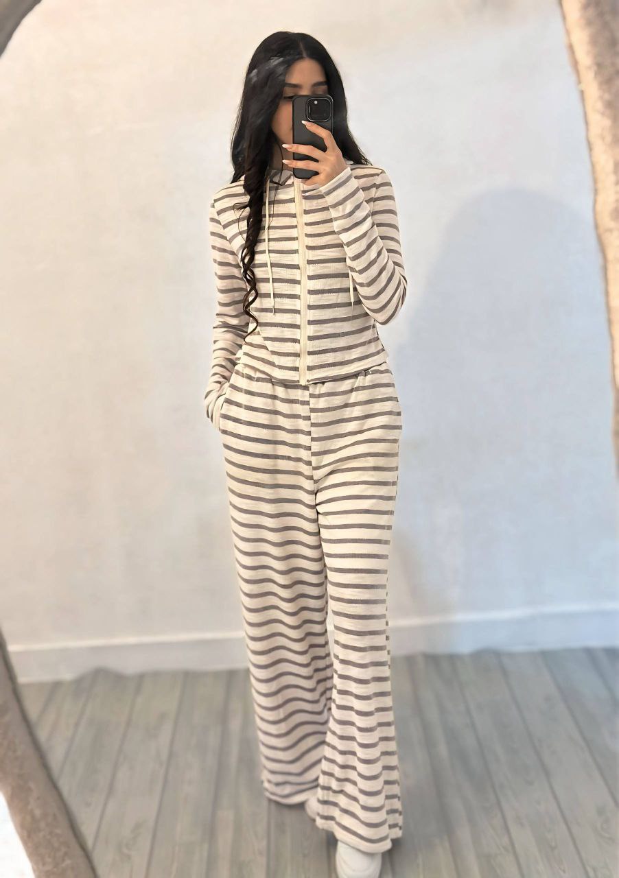 ست سویشرت و شلوار بگ راه راه