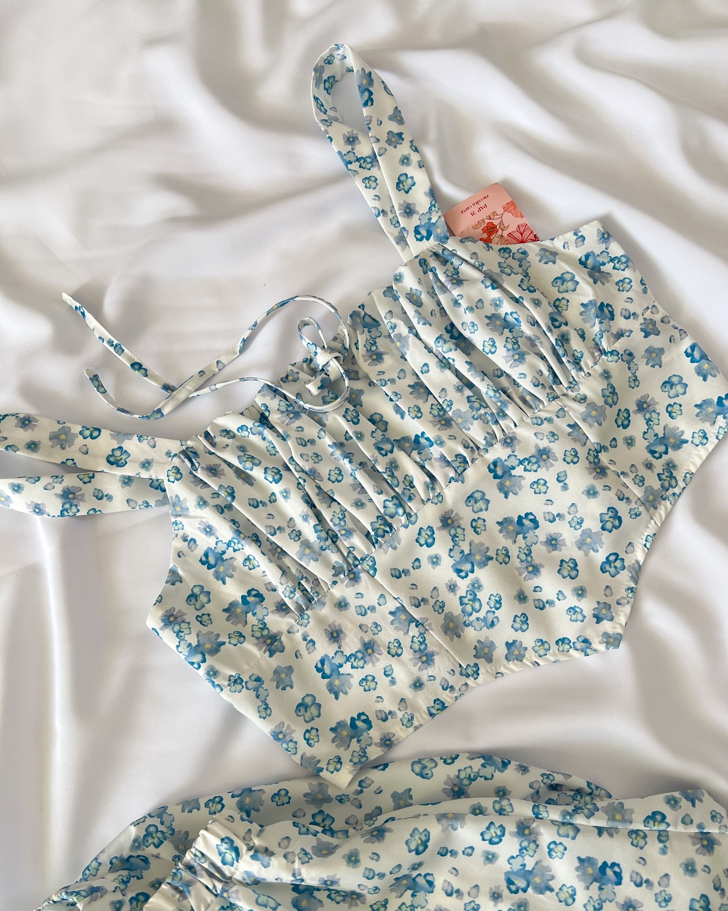 ست کراپ و شرتک گلدار نخی