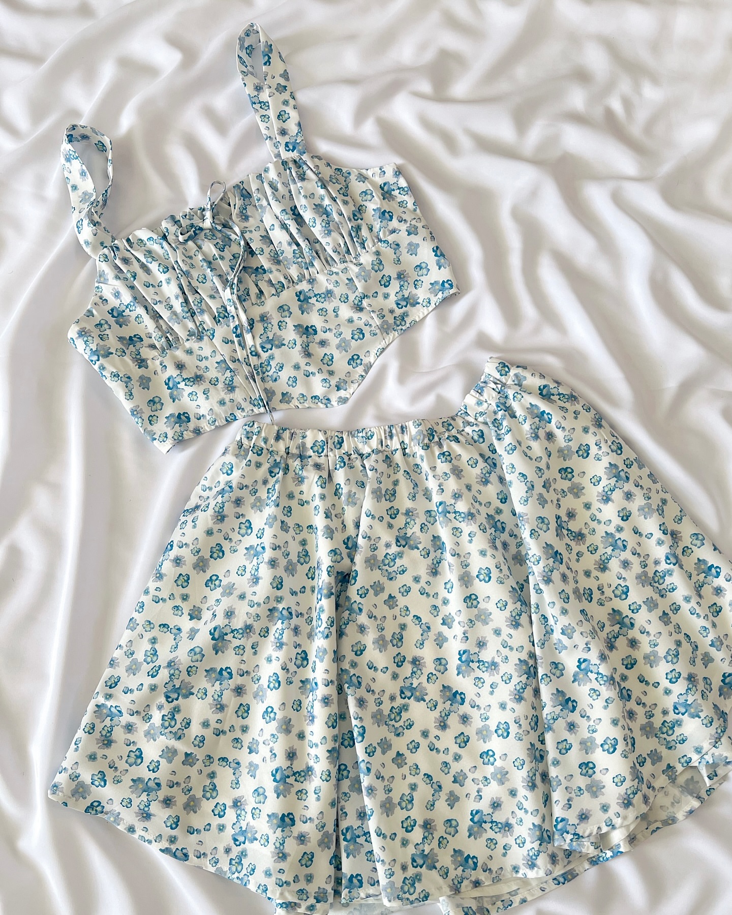 ست کراپ و شرتک گلدار نخی 9971