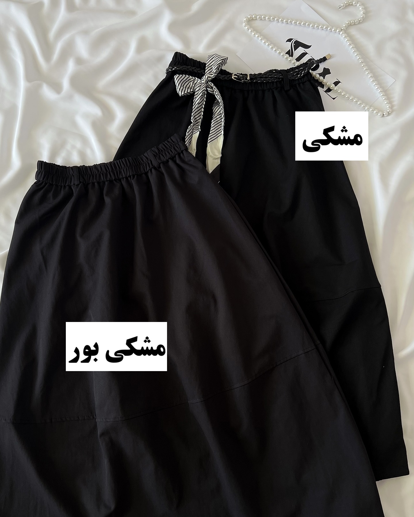 دامن کتان نخ کمربند دار