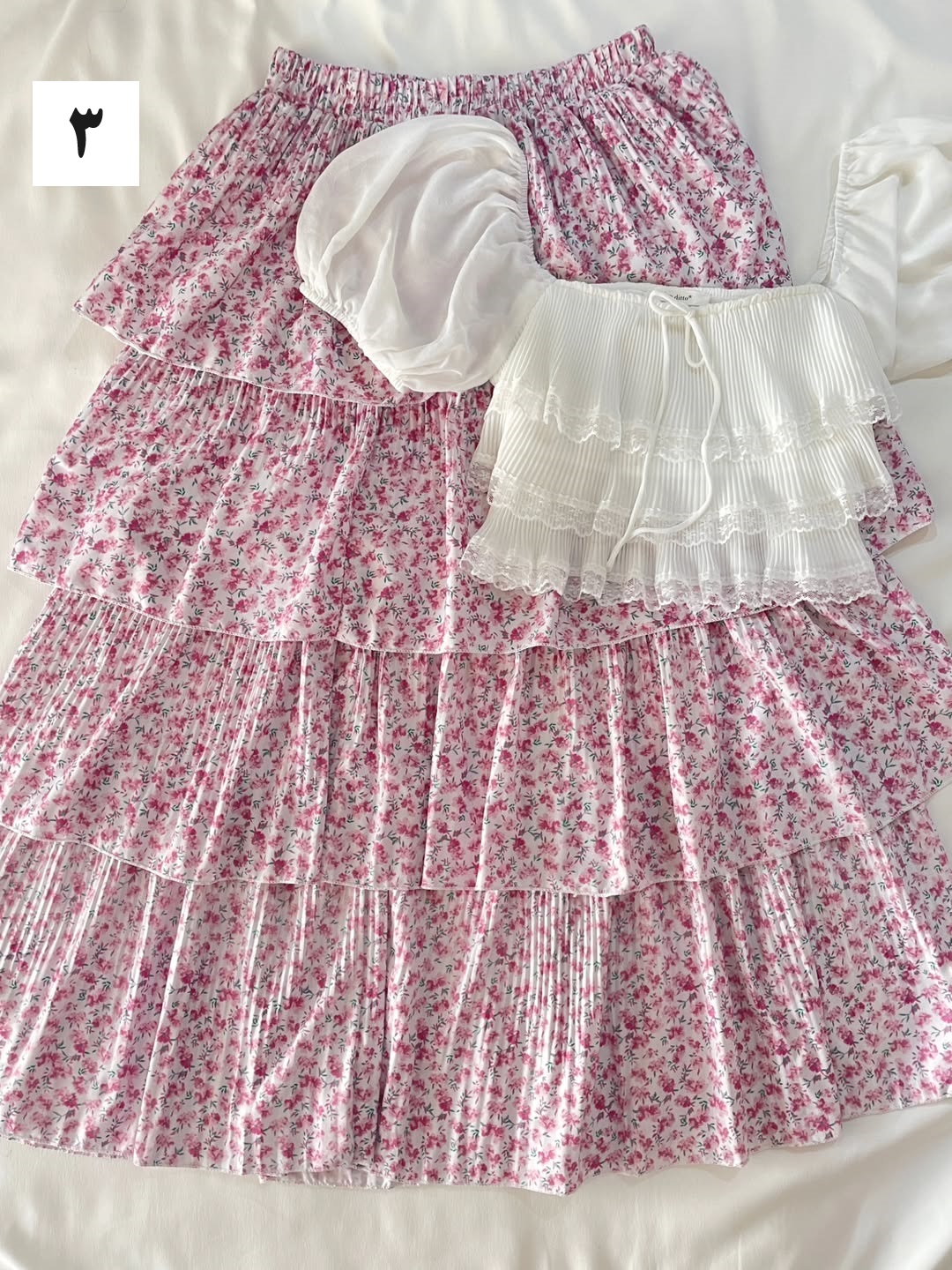 دامن گلدار چهار طبقه