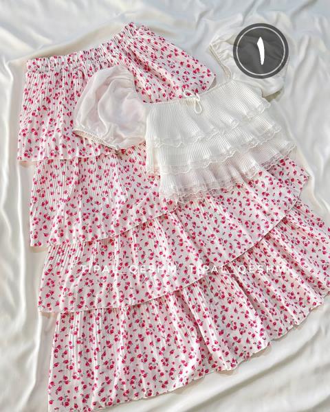 دامن گلدار چهار طبقه 9929