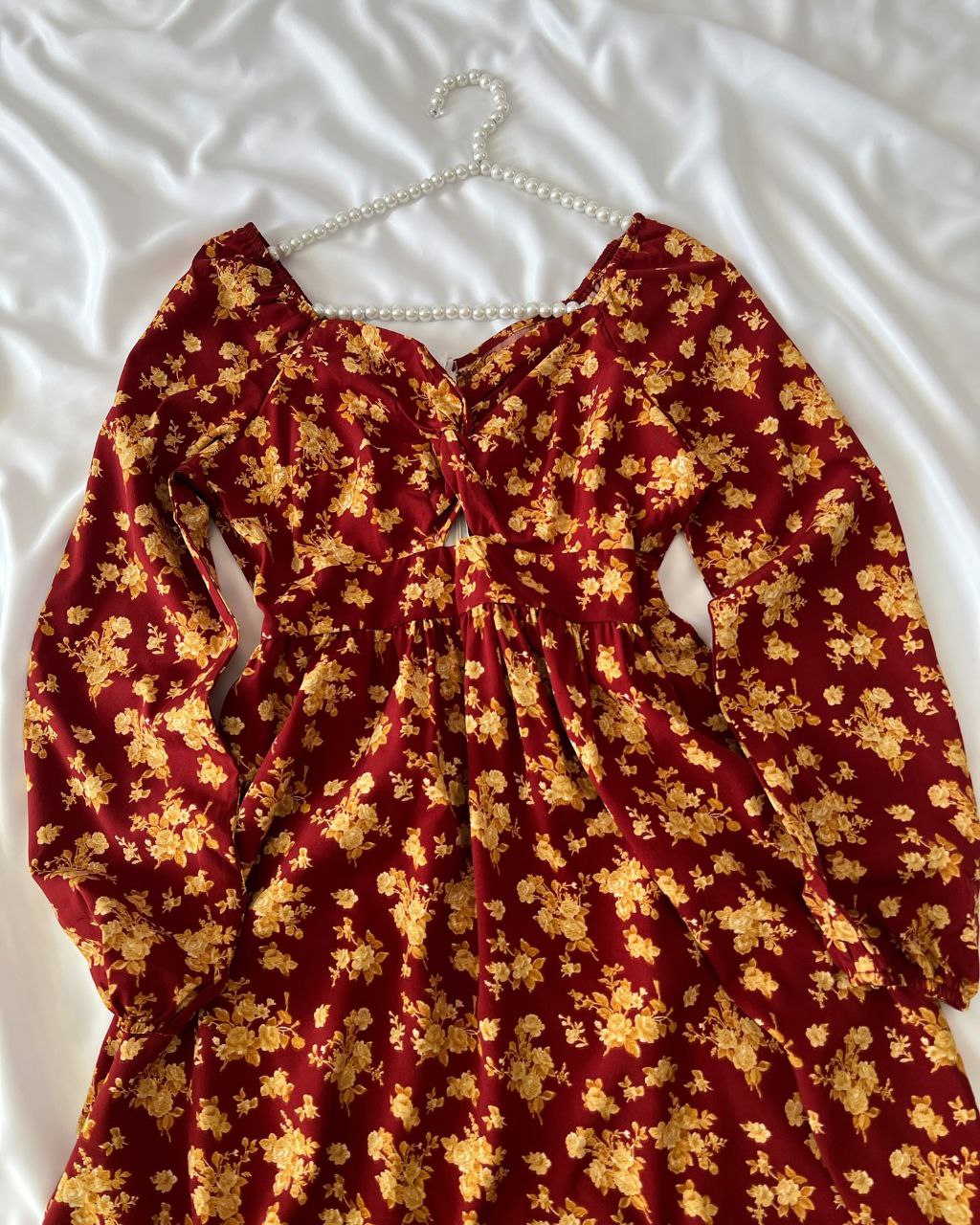 پیراهن گلدار نخی