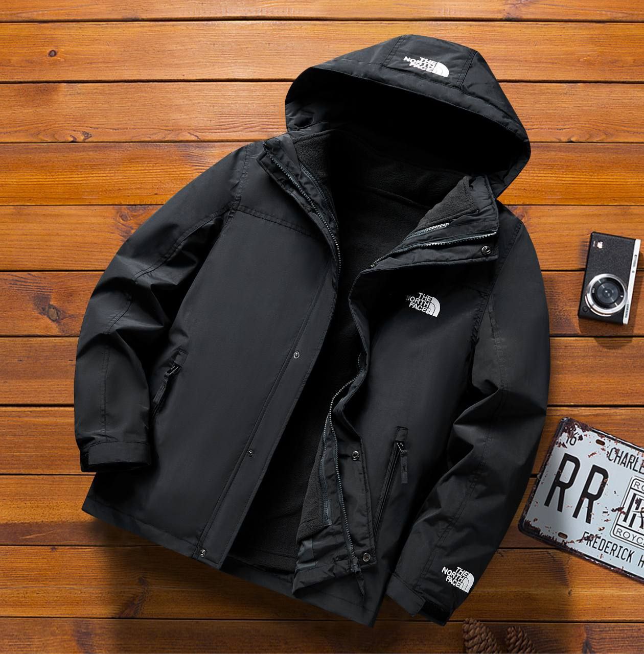 کاپشن دو پوش پلار دار دو قلو (گورتکس) مارک  North face کد 999N