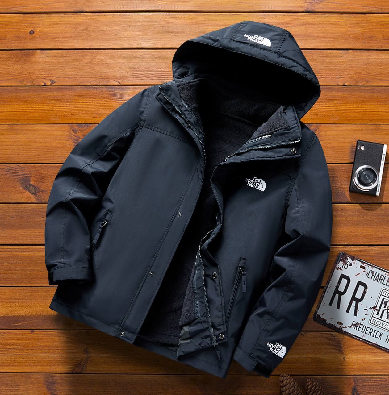 کاپشن دو پوش پلار دار دو قلو (گورتکس) مارک  North face کد 999N